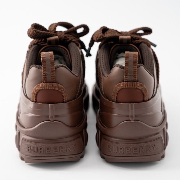size 12 /EU 45 Burberry Arthur Lace Brown Sneakers Leather Deep Earth main image 11